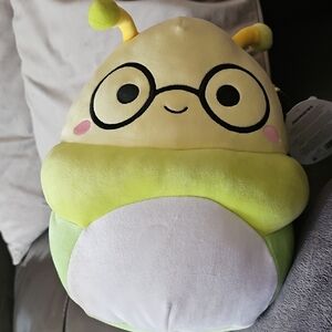 Gilma The Bookworm Squishmallow Cute Yellow-Green Plush Bug with Glasses